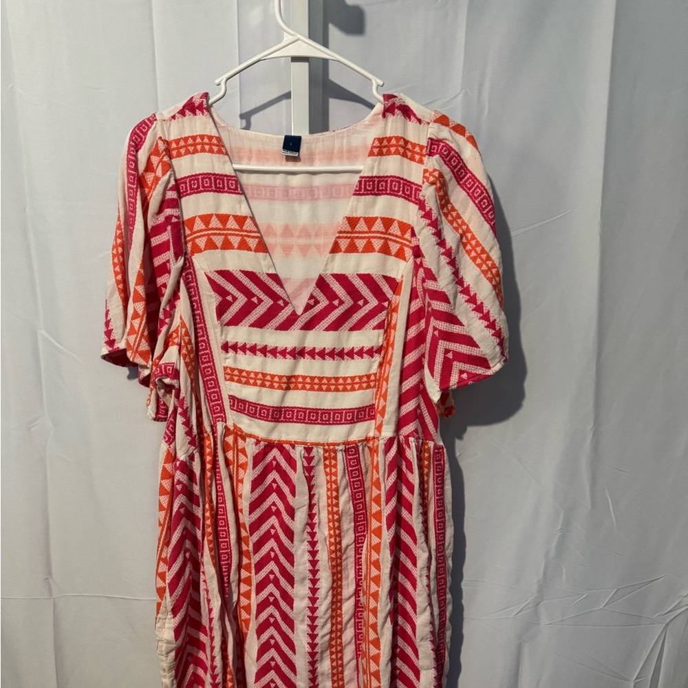 Old Navy V-Neck Striped Short Sleeve Dress Size L